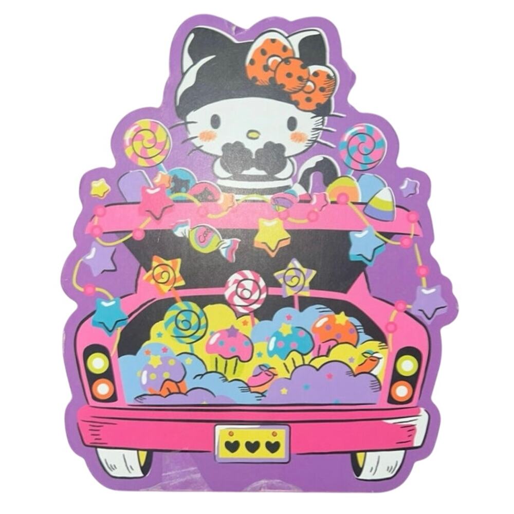 NWT Sanrio Hello Kitty Candy Car Halloween Sign 6.5" x 8" x 1.25" Wooden Plaque